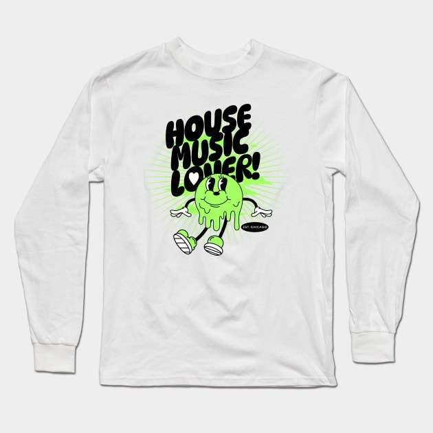 HOUSE MUSIC  - Lover Melting Mascot (green/black) Long Sleeve T-Shirt by DISCOTHREADZ 